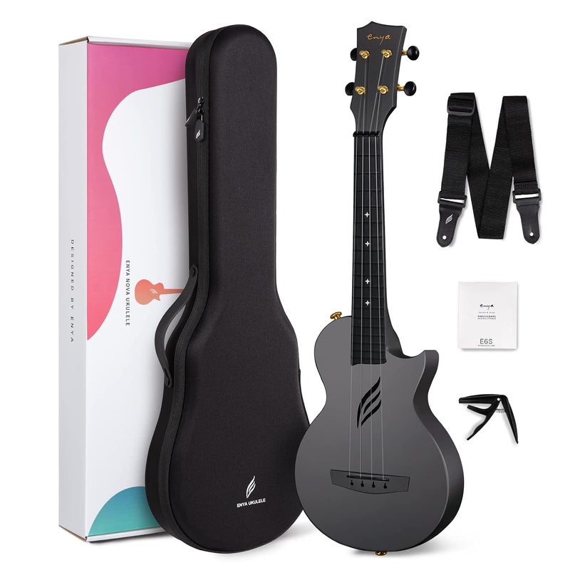 Enya Nova U/BK 23" Black Concert Ukulele for Beginners - Image 1