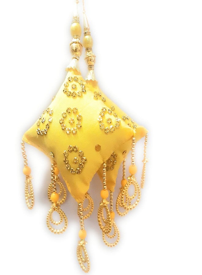 لباس Libas Fashion مصنوع يدويًا من قماش Latkan الثقيل للسيدات Lehanga شرابات ساري بلوزة Latkan Fancy Designer شرابات 2 قطعة (أصفر) - Image 3