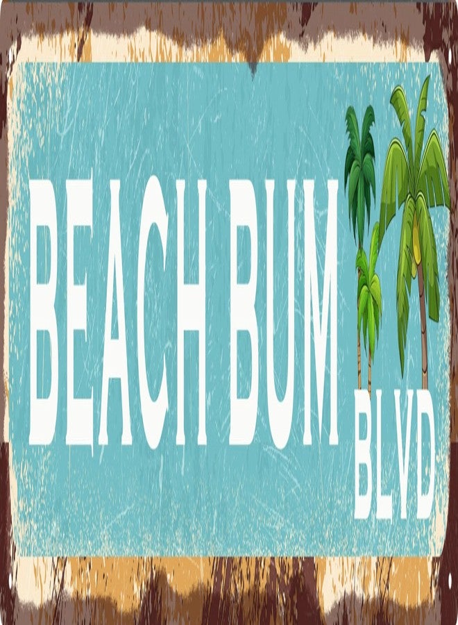 QIXFGUL Vintage Tin Sign Retro Metal Beach Bum Blvd Signs Stylish Wall Art Plaques for Home Decor Bathroom Kitchen House and Gothic Wall Decor or as a Unique Poster 16x4 in - Image 1