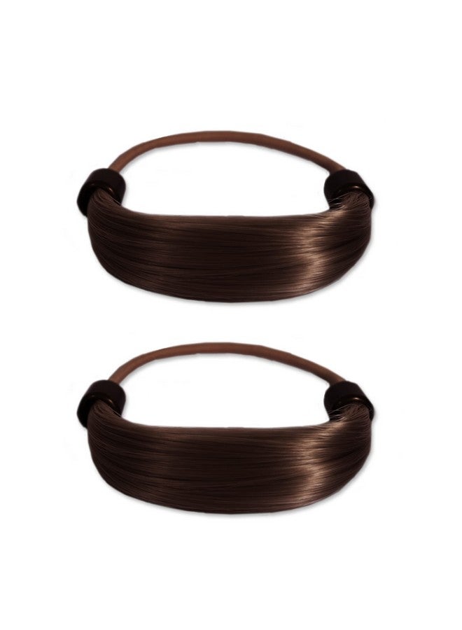 Mia Tonytail Ponytail Wrap Synthetic Hair That Looks Like Your Own Hair Wrapped Around Classic + Chic Medium Brown 2 Piece Pack - Image 2