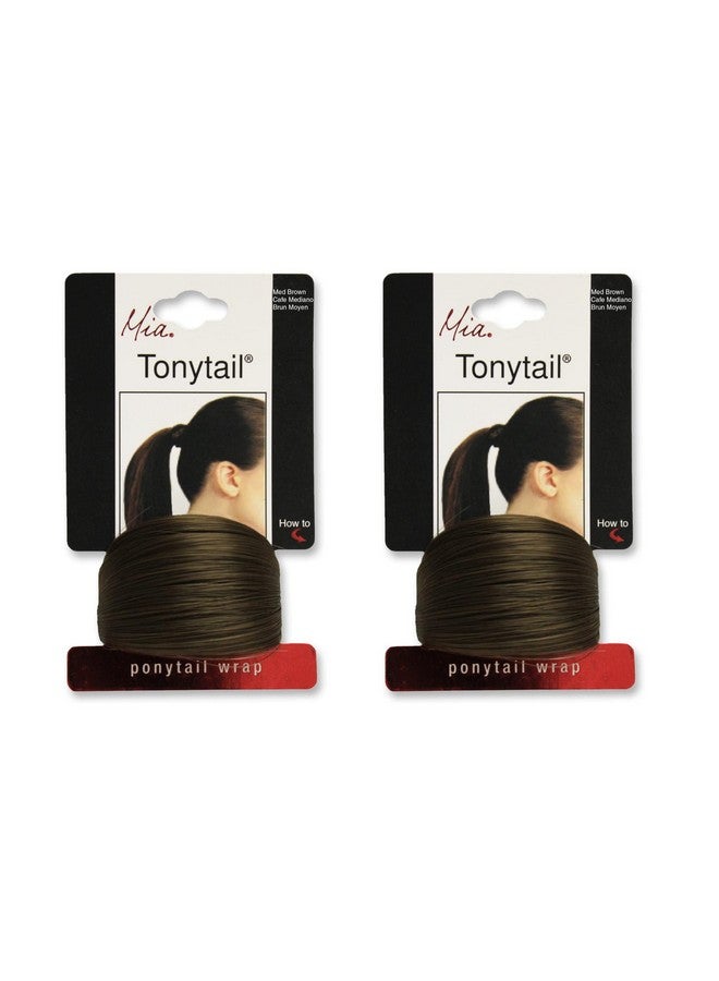 Mia Tonytail Ponytail Wrap Synthetic Hair That Looks Like Your Own Hair Wrapped Around Classic + Chic Medium Brown 2 Piece Pack - Image 3