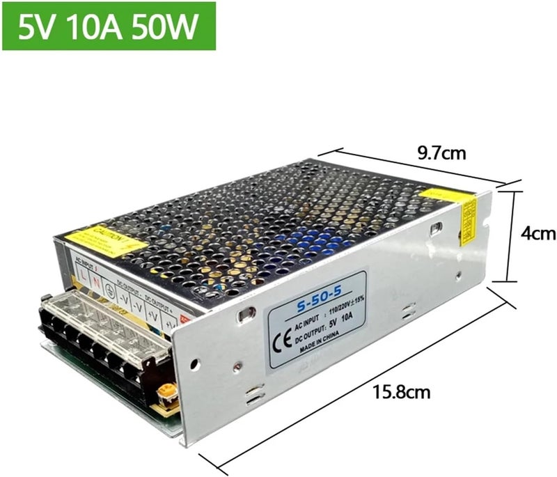 مصدر طاقة بجهود 3V، 5V، 9V، 12V، 15V، 18V، 24V، 36V، بتدفقات تتراوح بين 1A و 50A، مخصص للمصابيح LED. يتوفر بجهود 5V، 12V، 24V، ويمكن تحويل الجهد من 220V إلى 12V (أو 15V بتدفق 30A). - Image 3
