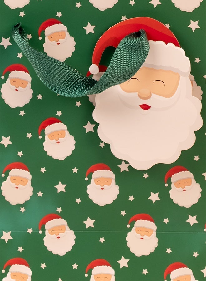 Share the Love Santa, Christmas Gift Bag, Green, Medium - Image 4