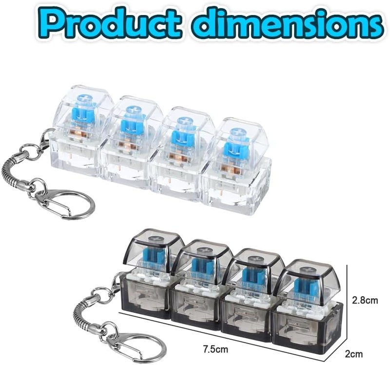 2 Pcs Detachable Keyboard Fidget Keychain for Anxiety Relief with Light - Image 2