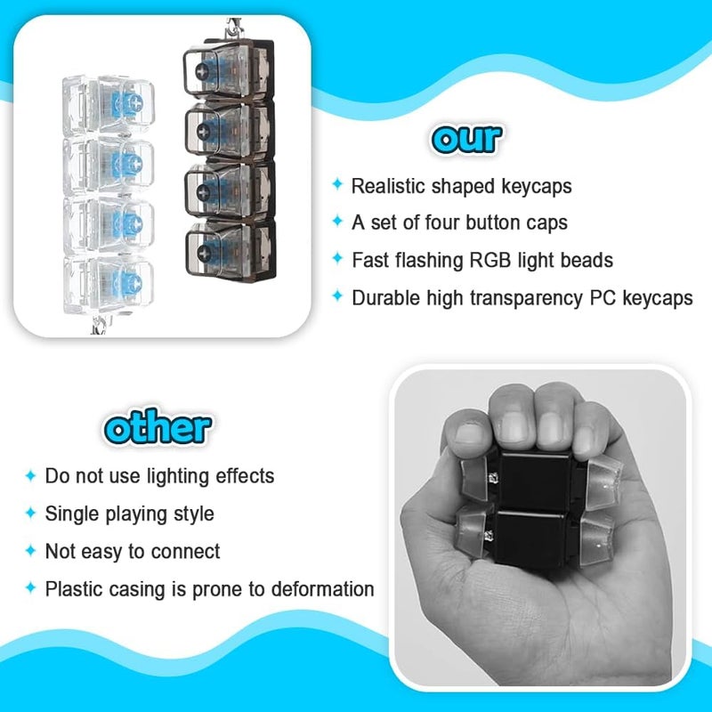 2 Pcs Detachable Keyboard Fidget Keychain for Anxiety Relief with Light - Image 3