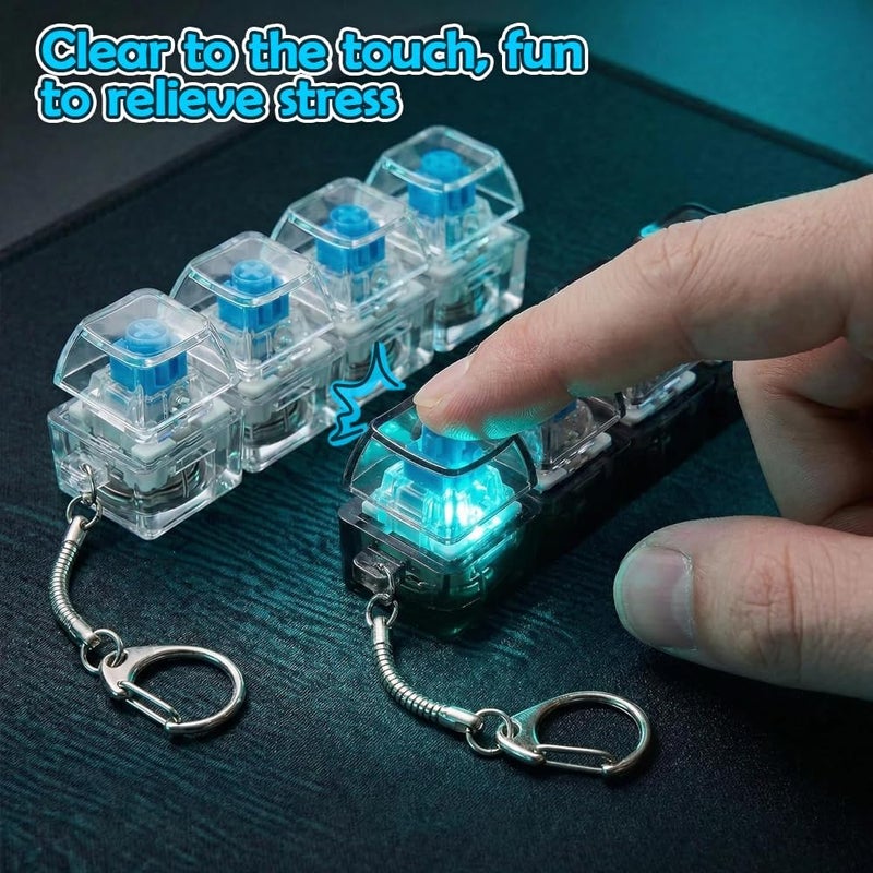 2 Pcs Detachable Keyboard Fidget Keychain for Anxiety Relief with Light - Image 5