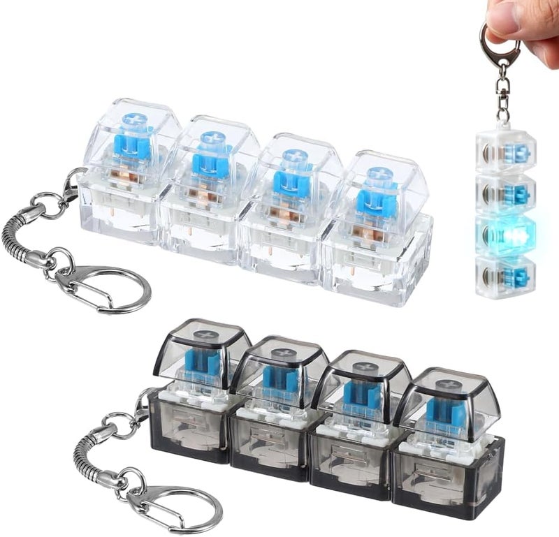2 Pcs Detachable Keyboard Fidget Keychain for Anxiety Relief with Light - Image 1