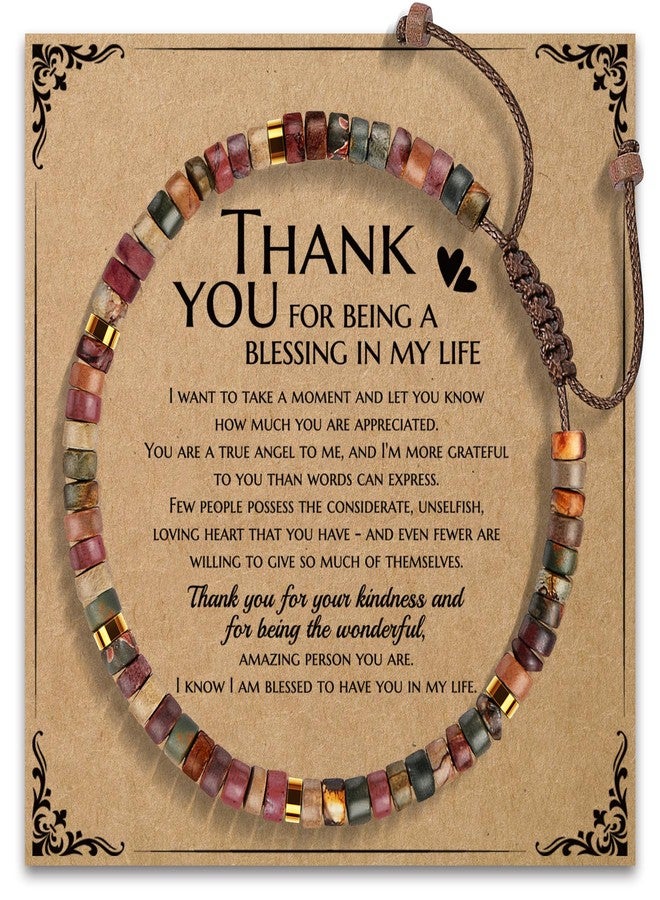 AGOT Thank You Gifts for Women: Teacher Appreciation Office Gifts for Coworkers Employee Boss Lady Manager Colleague Natural Stone Bracelet, Red Creek, Stone, Jasper - Image 1