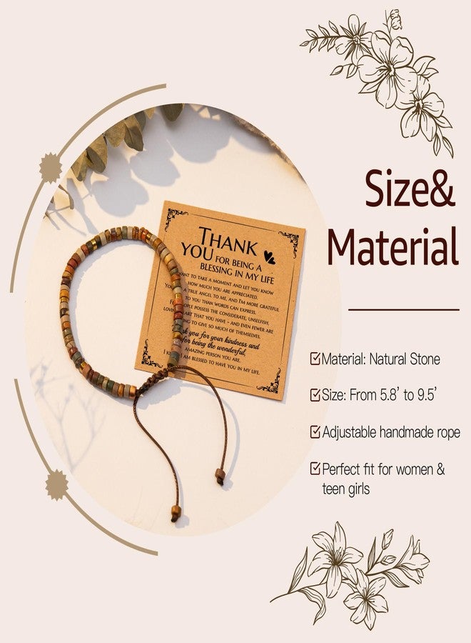 AGOT Thank You Gifts for Women: Teacher Appreciation Office Gifts for Coworkers Employee Boss Lady Manager Colleague Natural Stone Bracelet, Red Creek, Stone, Jasper - Image 2
