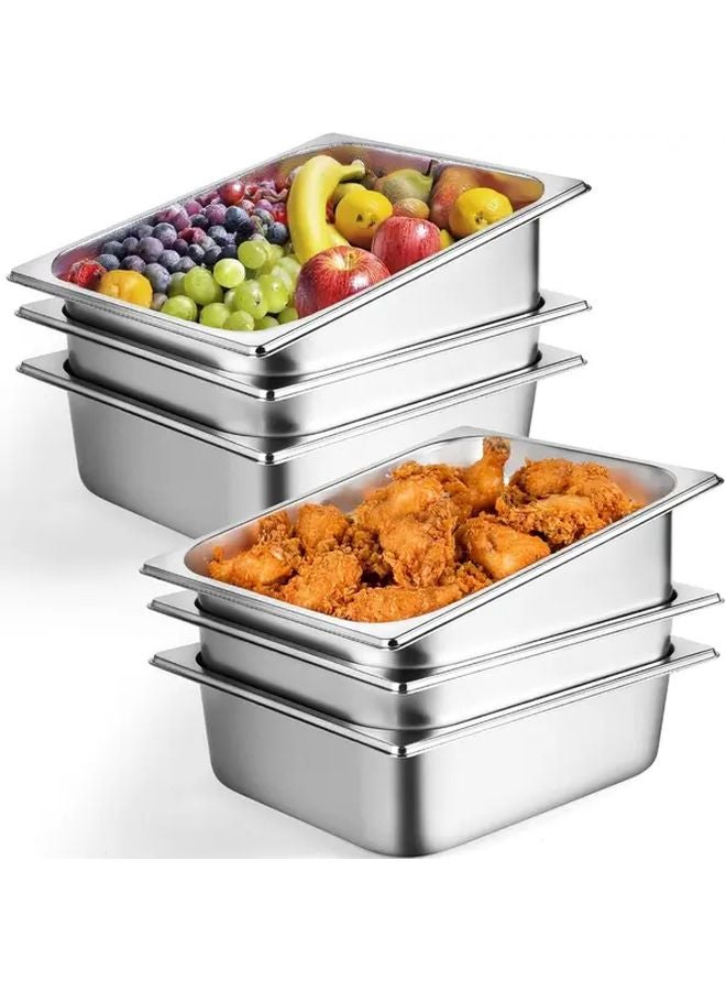 6 Pack Stainless Steel Half Size Hotel Pans With Lids 4 Inch Deep Steam Table Pans - Image 5