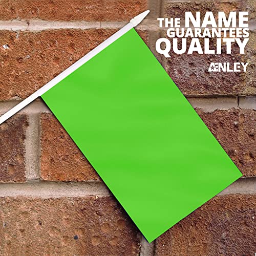 Anley Green Mini Flag 12 Pack Hand Held Small Miniature Solid Green Blank Flags on Stick Fade Resistant Vivid Colors 5x8 Inch with Solid Pole Spear Top - Image 3