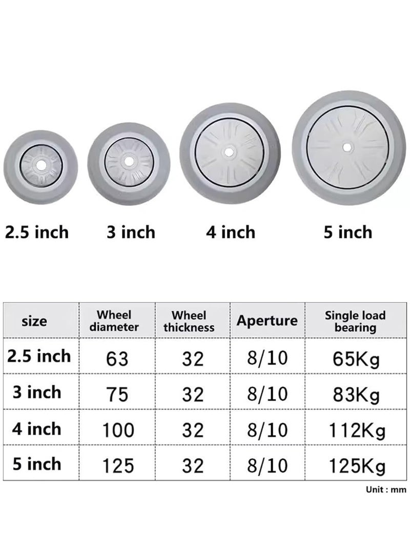 4 Inch TPR Universal Replacement Wheel Silent Rubber Caster 4inch M8 Single Wheel - Image 4