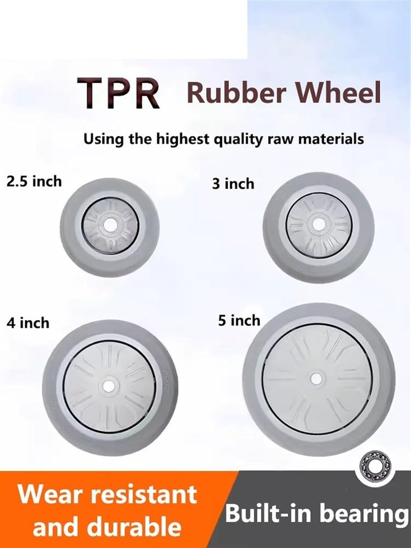 4 Inch TPR Universal Replacement Wheel Silent Rubber Caster 4inch M8 Single Wheel - Image 5