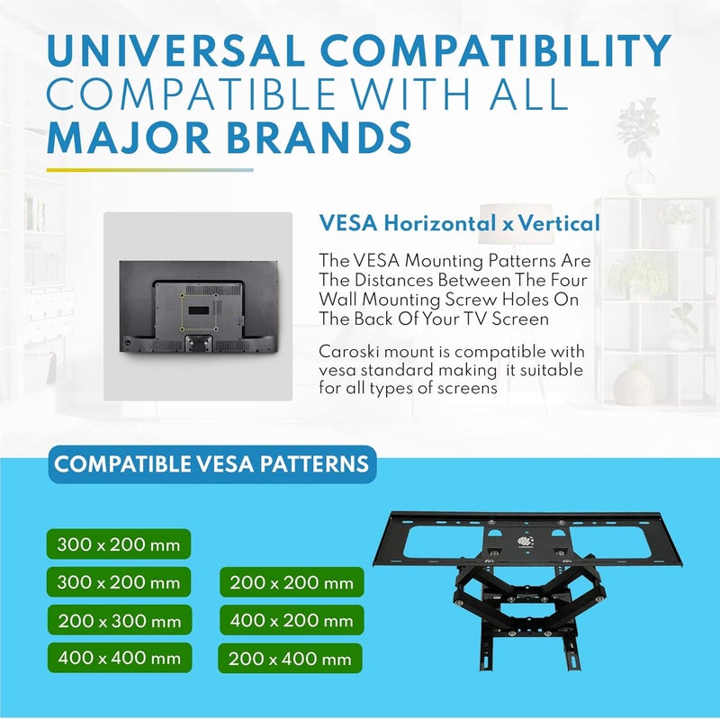 CAROSKI TV Wall Mount - Full Motion TV Mount with 1 Year Warranty Wall TV Bracket TV Screens Swivel TV Wall Mount with Dual Articulating Arms TV Bracket (26 to 70 inches) - Image 3