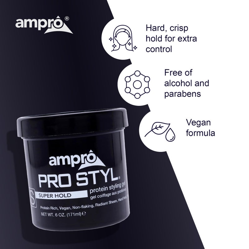 AmPro Pro Styl Styling Gel - Protects and Strengthens Your Strands - Non-Flaking, Alcohol Free, Vegan Formula - Flexible, Touchable Hold for All Hair Textures - Super Hold - 6 oz - Image 5