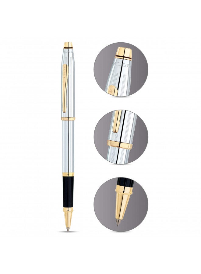 Cross قلم حبر جل قابل لإعادة التعبئة من كروس سنتشري II، قلم رولر متوسط، يشمل علبة هدايا فاخرة - ميداليست كروم - Image 2