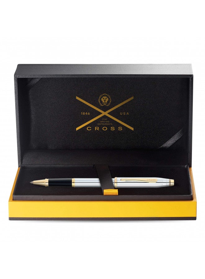 Cross قلم حبر جل قابل لإعادة التعبئة من كروس سنتشري II، قلم رولر متوسط، يشمل علبة هدايا فاخرة - ميداليست كروم - Image 3