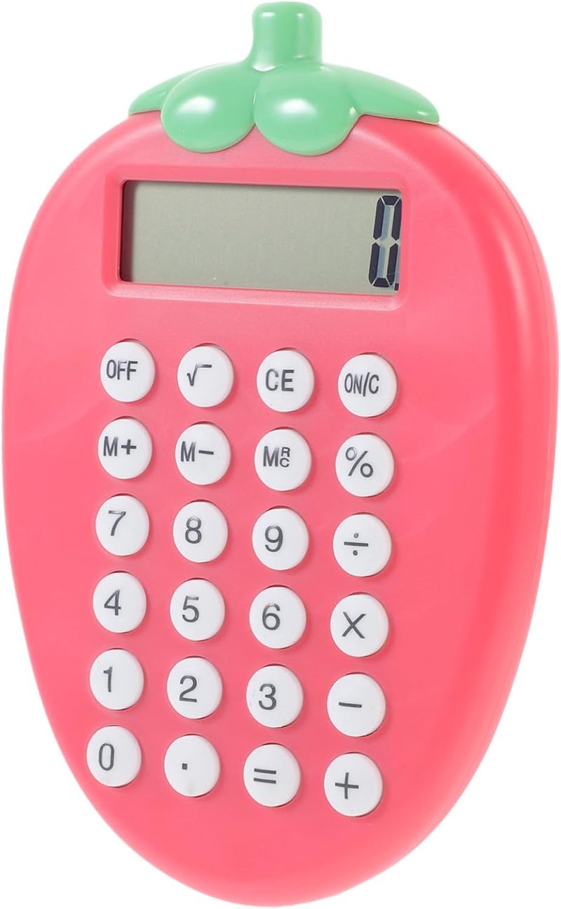 EXCEART Office Solar Calculator Portable Cartoon Student Calculator Strawberry Design for School and Home Use Easy to Carry Sturdy Material Simple Functionality - Image 1