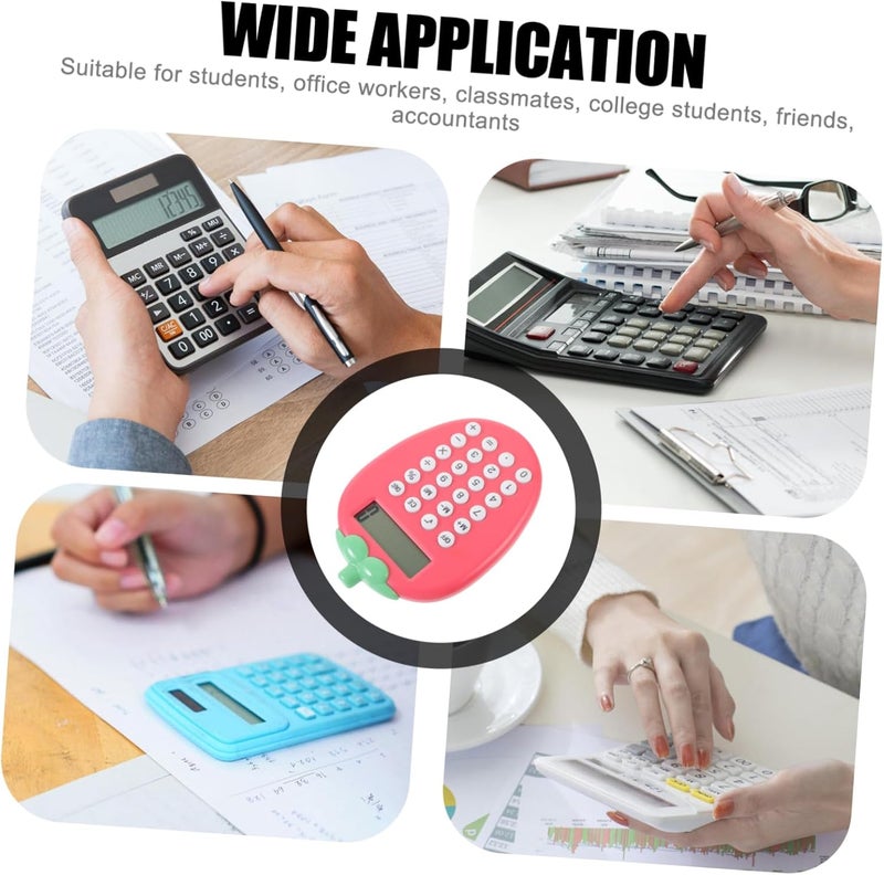 EXCEART Office Solar Calculator Portable Cartoon Student Calculator Strawberry Design for School and Home Use Easy to Carry Sturdy Material Simple Functionality - Image 2