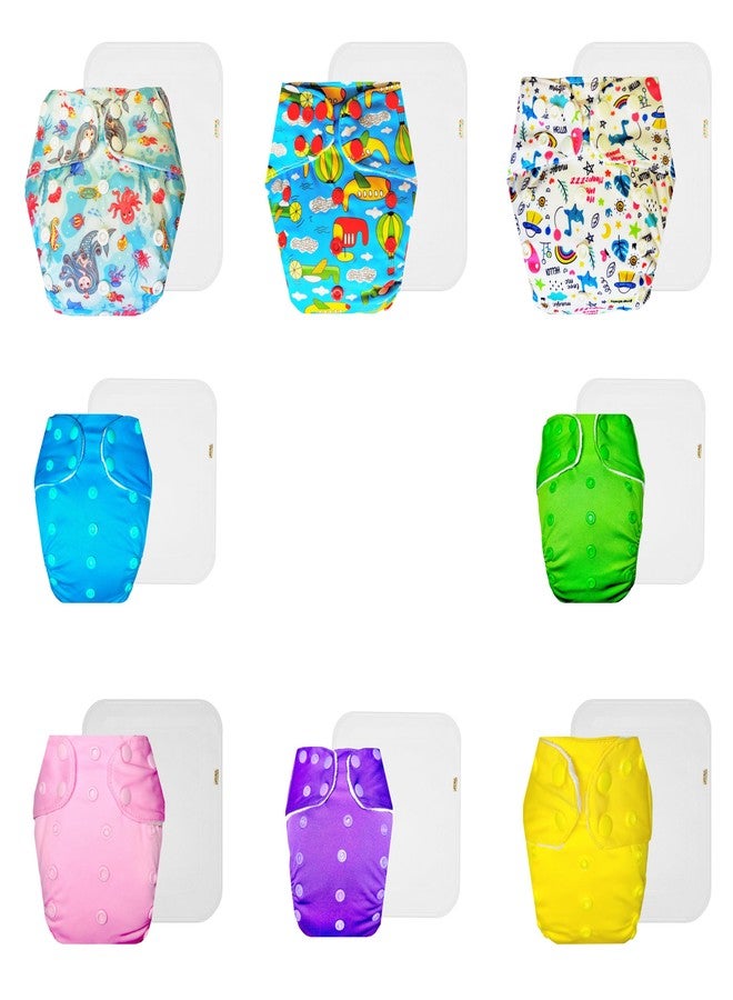 Dumbledo Premium Cloth Diaper with Cotton Insert (Pack of 8) | Hypoallergenic | Reusable & Washable | Travel Friendly | Worry-Free Diapering | 3 Months - 3 Years | Unisex Baby - Image 1