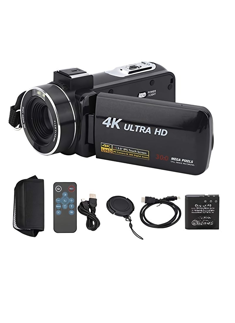 Generic - Digital Camera, 4K Ultra HD Handheld DV Professional Digital Video Camera, Face Detection Action Camera With Anti Shaking For Video Event Photography, (Set 1 Standard Black With 1 Battery) - Image 1