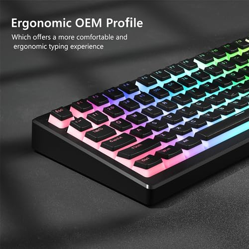Womier Pudding Keycaps, Black PBT Keycaps 60 65 75 100 Percent 130 Keys, Shine Through Key Cap, OEM Profile for MX-stem Switches Keyboard Caps-Black - Image 3
