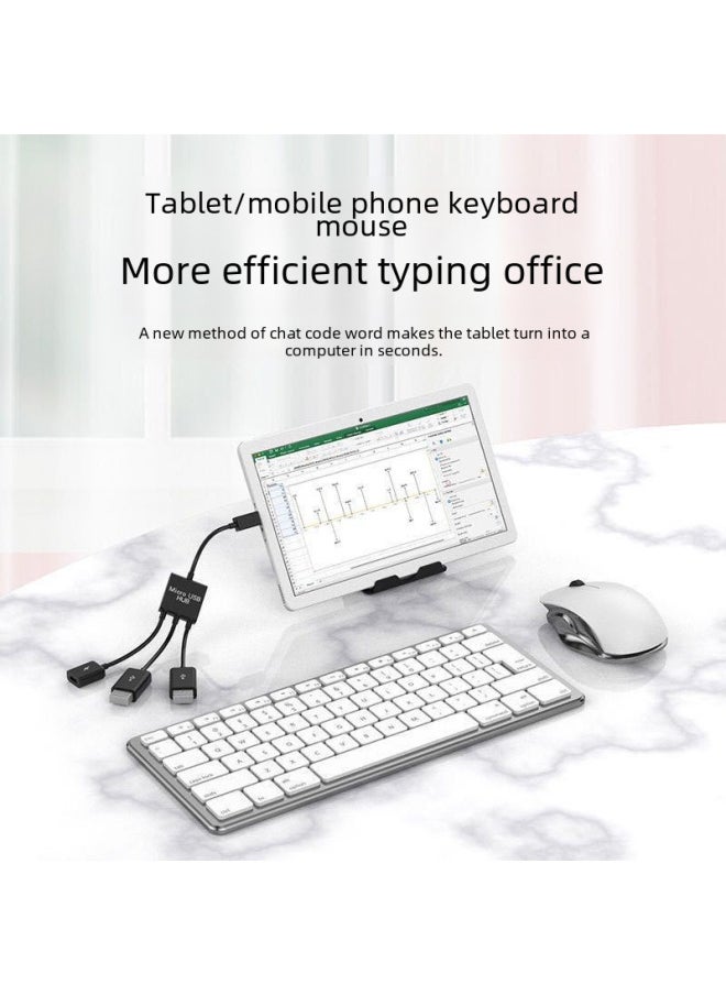Mobile Phone Otg Adapter Cable Type-c Android Tablet Mouse Keyboard Usb Flash Drive Usb Hub Multi-function Conversion Cable-Number Of Interfaces:One Drag Two [micro Interface]]