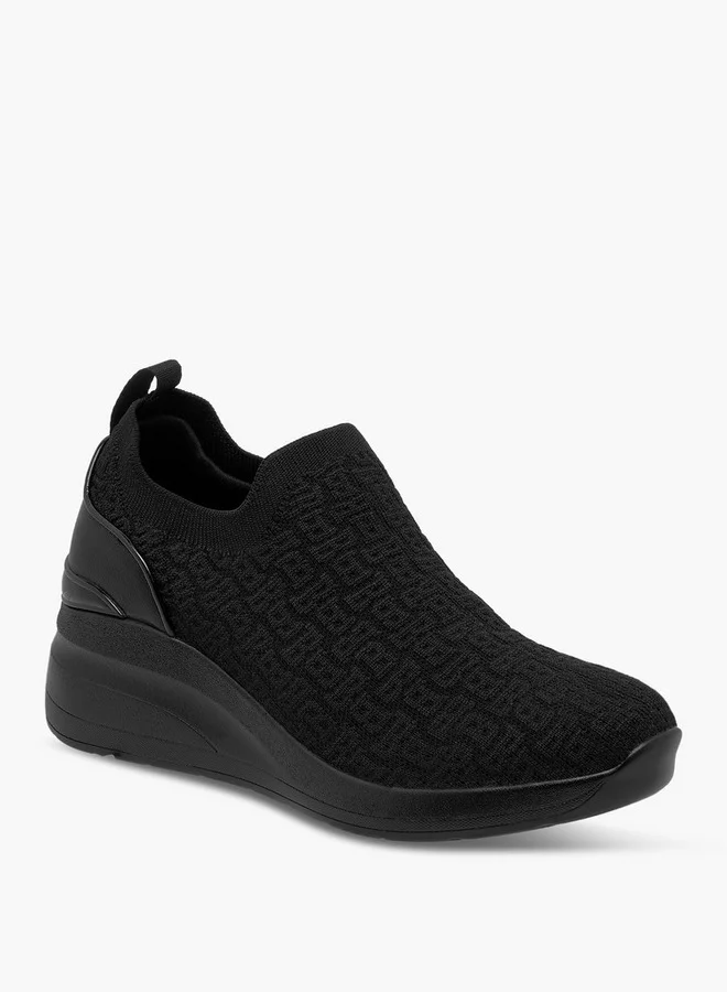 Flora Bella By Shoexpress Women's Monogram Textured Slip-On Sneakers