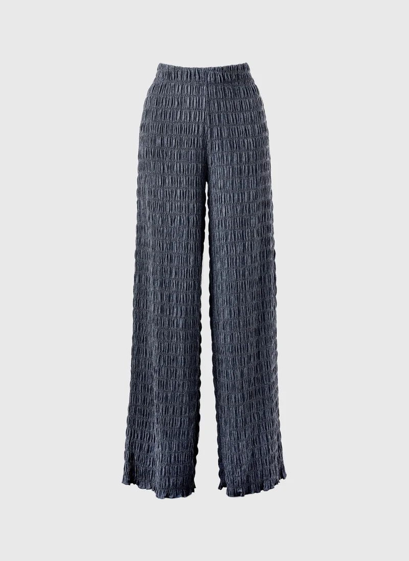 Matalan Blue Bubble Texture Wide Leg Co Ord Trousers