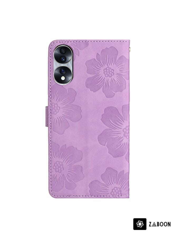 Zaboon Protective Case For Honor 70 Flower Embossing Pattern Leather - Image 2