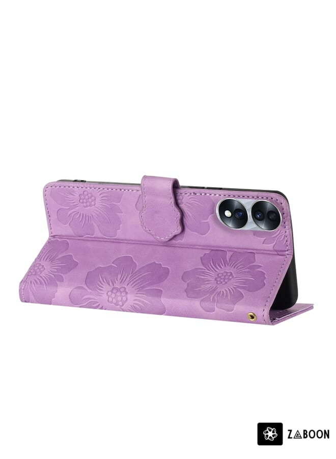 Zaboon Protective Case For Honor 70 Flower Embossing Pattern Leather - Image 4