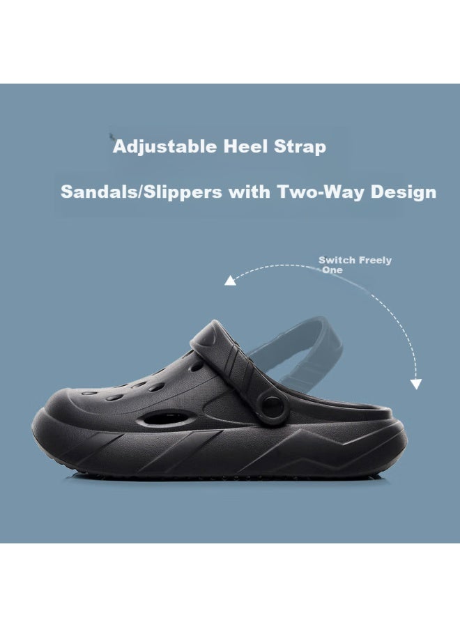 Xggc Men's Summer Hollow Shoes Outdoor Thick-soled Anti-slip Breathable Toe-capped Home Slippers Men Khaki 42-43 - Image 3