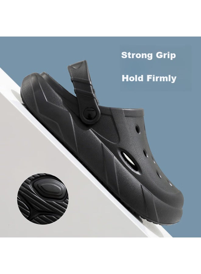 Xggc Men's Summer Hollow Shoes Outdoor Thick-soled Anti-slip Breathable Toe-capped Home Slippers Men Khaki 42-43 - Image 4
