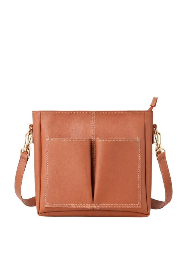 IMARS Premium Vegan Leather Multi-Strap Sling Bag | Compact Crossbody with Dual Detachable Straps - Tan - Image 1