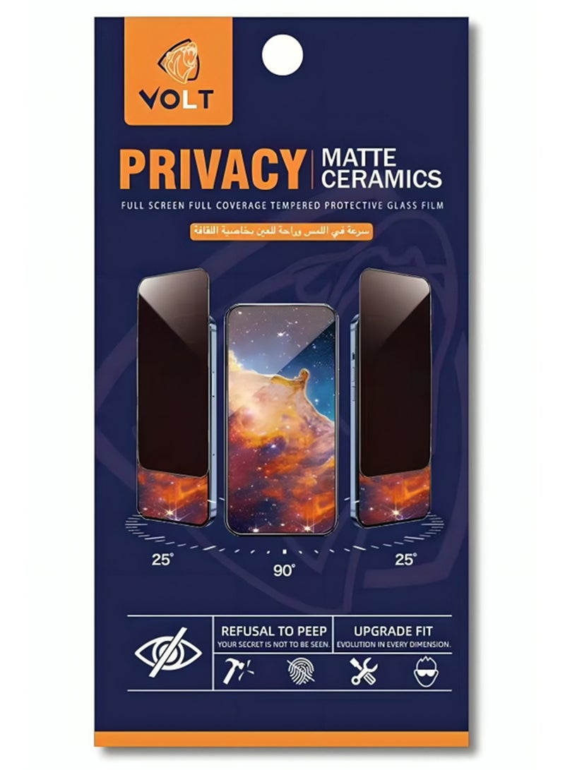 VOLT Matte Ceramic Privacy Tempered Glass Screen Protector for iPhone 14 Pro - Image 1