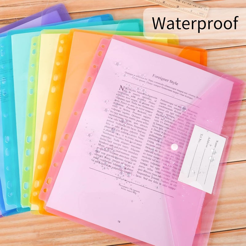 EOOUT 30pcs Binder Pocket, Binder Pockets for 3 Ring, Binder Folders, 11 Holes, Letter Size, Snap Button Pouch with Label for School, Home and Office - Image 4