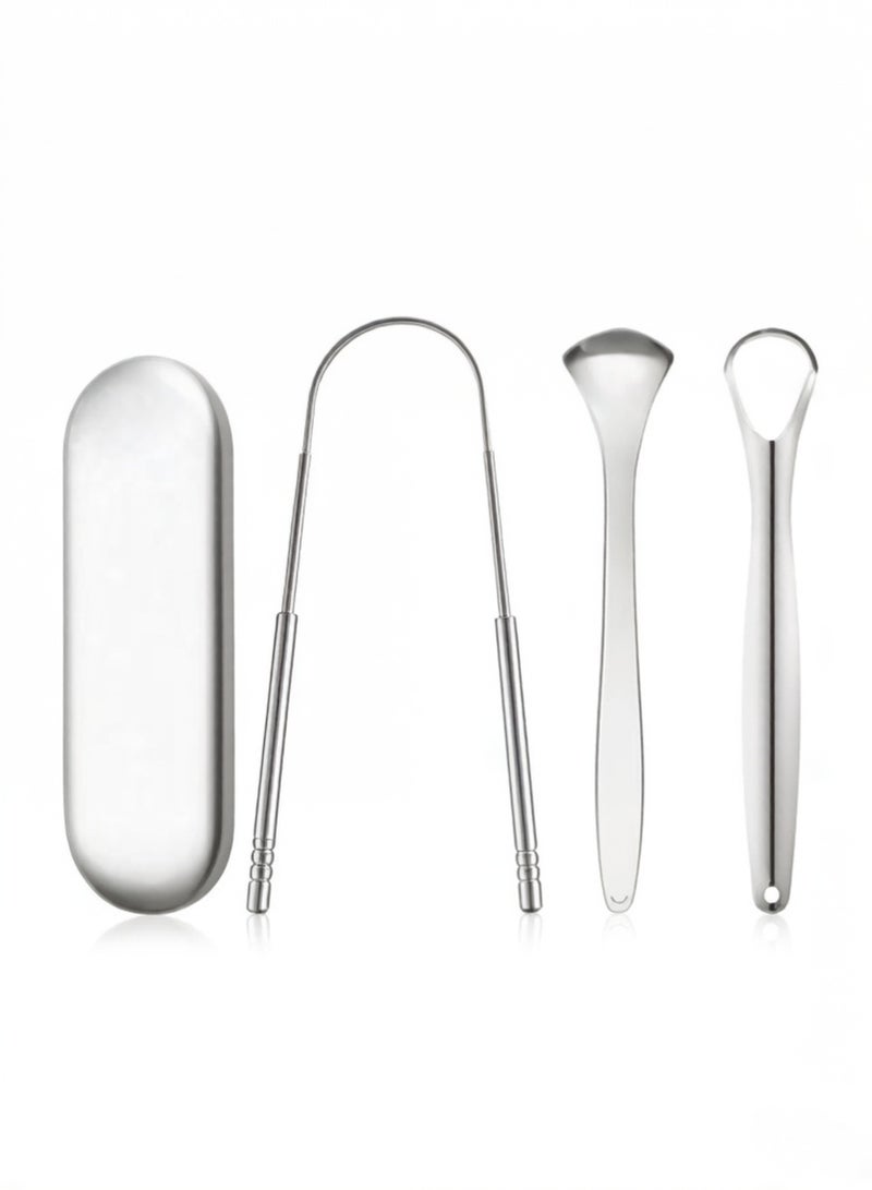 Red Leaf 3 PCS Stainless Steel Tongue Scraper, Tongue Cleaner - Image 1