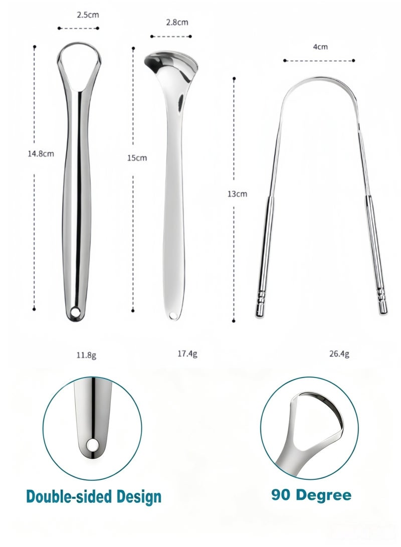 Lecran 3 PCS Stainless Steel Tongue Scraper, Tongue Cleaner - Image 2
