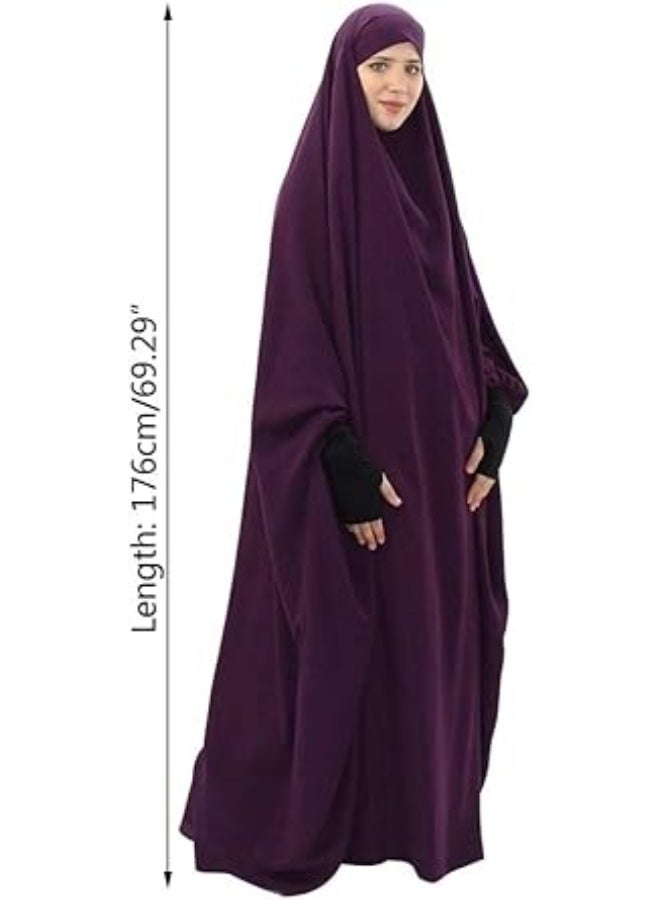 Muslimisches Einfarbig Damen Lose einteiliges Gebetskleid Full Cover Hooded Islamic Abaya Kaftan mit Hijab konservative Kleidung Gebetskleid den Ramadan fr Ethnische, Abend, Party - Image 3