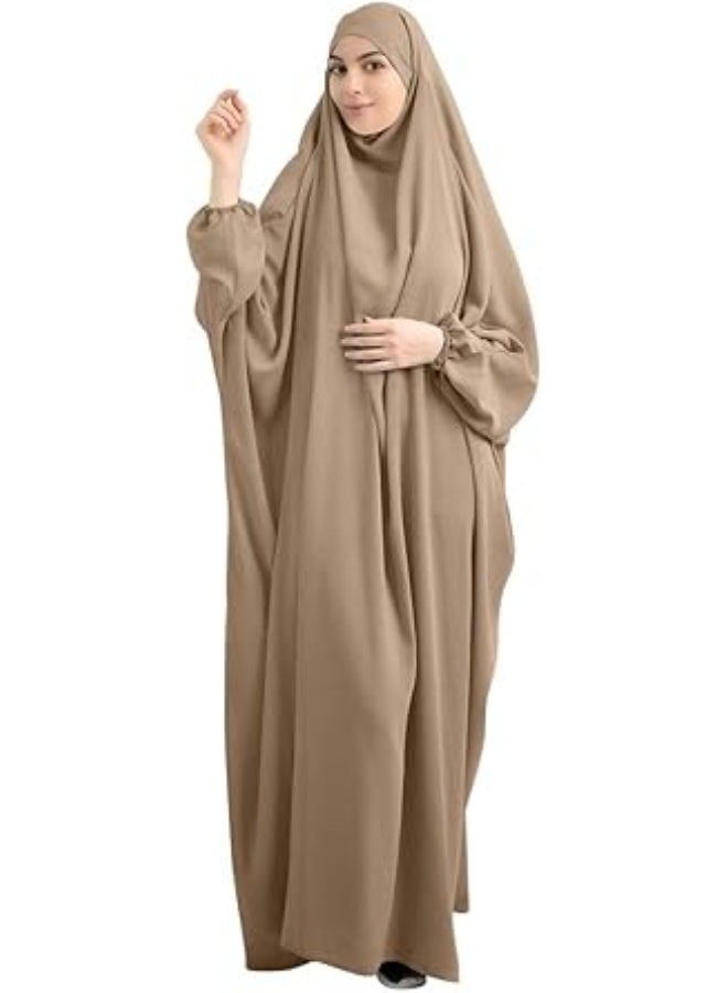 Muslimisches Einfarbig Damen Lose einteiliges Gebetskleid Full Cover Hooded Islamic Abaya Kaftan mit Hijab konservative Kleidung Gebetskleid den Ramadan fr Ethnische, Abend, Party - Image 1