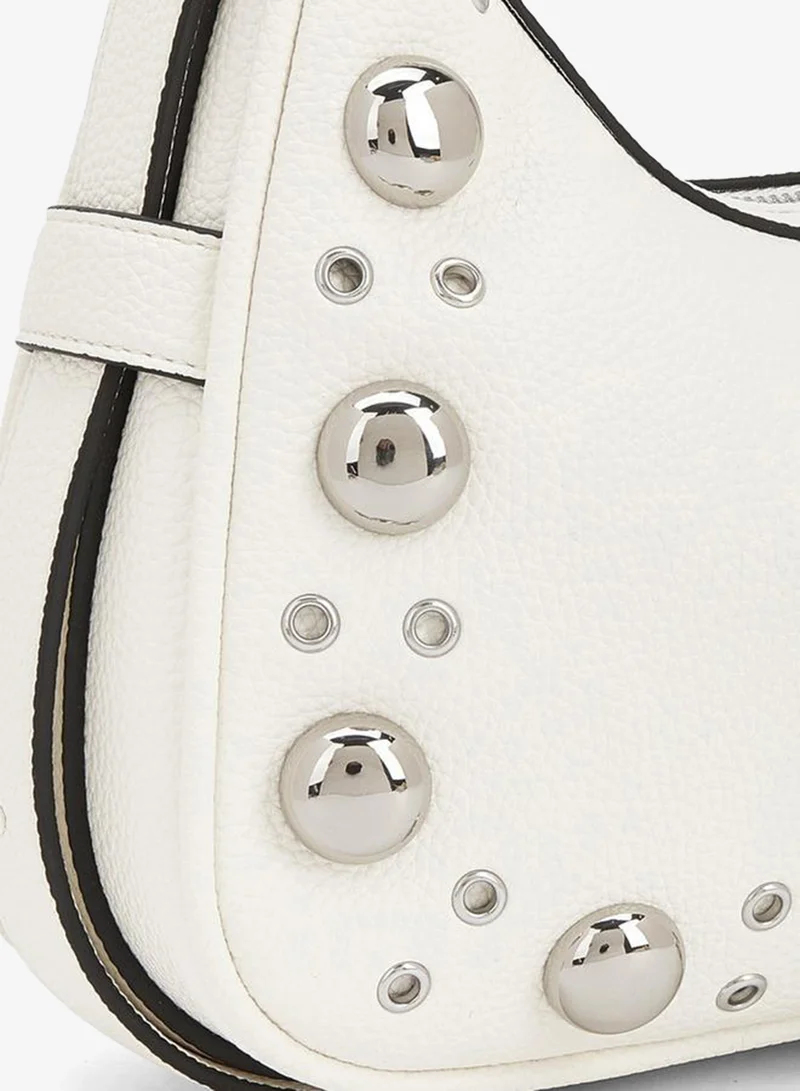 Celeste Beige Studded Shoulder Bag with Zip Closure for Women | Best Price UAE