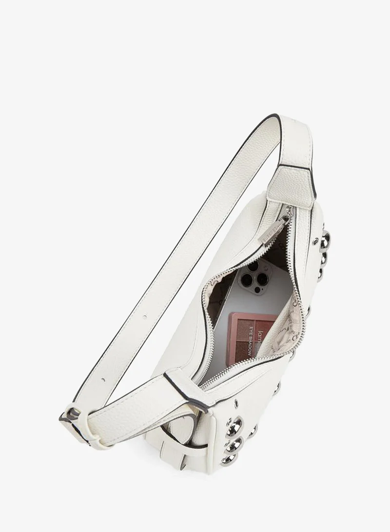 Celeste Beige Studded Shoulder Bag with Zip Closure for Women | Best Price UAE