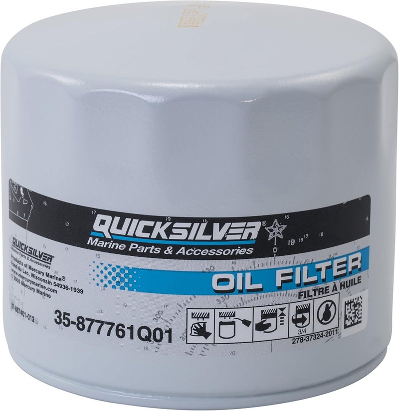 Quicksilver 877761Q01 Oil Filter for Select Mercury and Mariner 75-115hp Outboards and 150hp EFI 4-Stroke Outboards - Image 1