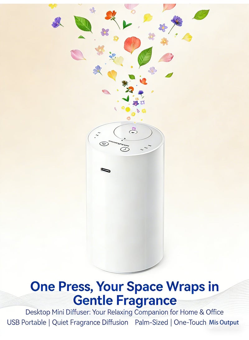 Y&D Waterless Essential Oil Diffuser, Portable Aromatherapy Diffuser with 20mL Capacity, Battery Operated Mini Scent Diffuser,3 Mist Levels & Timers, Leak-Free, for Home, Car, Office (White) - Image 1