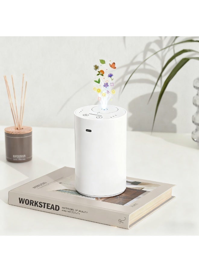 Waterless Essential Oil Diffuser, Portable Aromatherapy Diffuser with 20mL Capacity, Battery Operated Mini Scent Diffuser,3 Mist Levels & Timers, Leak-Free, for Home, Car, Office (White) - Image 4