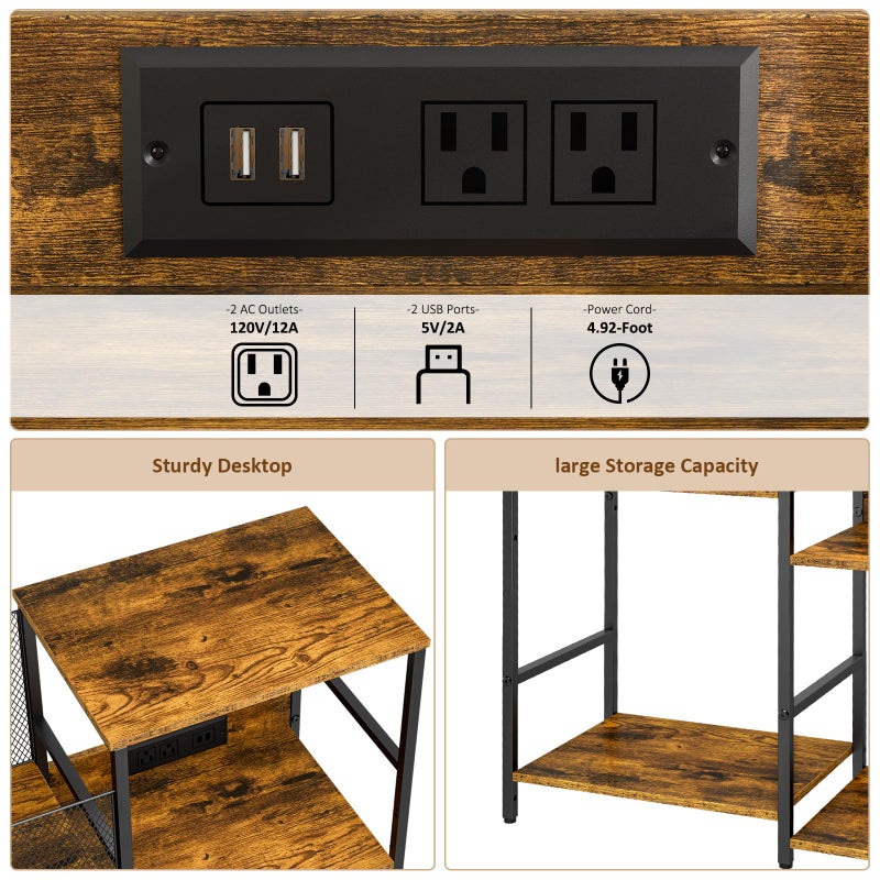 ThreeHio Record Player Stand with Power Outlets, Turntable Stand with Vinyl Storage Holds up to 300+ Albums, Storage Cabinet for Vinyl Records, Record Player Table with LED Light for Living Room - Image 5