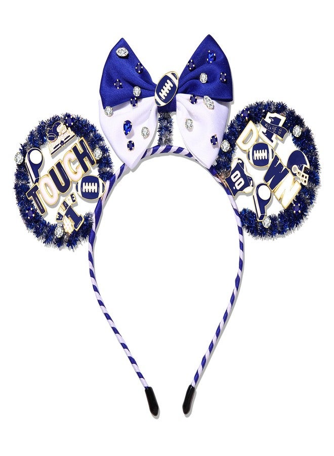 BVGA Game Day Headband for Women Football Headbands Red Black Mouse Ear Headband Game Day Outfits Sports Fan Football Mom Accessories Gifts Party Favors (Blue White) - Image 1