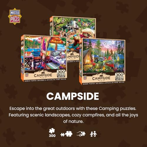 MasterPieces - 300 Piece Jigsaw Puzzle, Large EZ Grip Shapes, Camp Day at The Lake, Fun for Adults, Seniors, Family, Kids, Non-Glare Finish, 18"x24" - Image 2