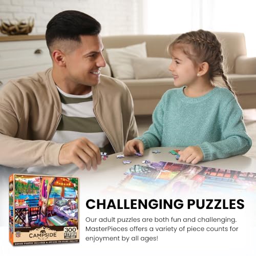 MasterPieces - 300 Piece Jigsaw Puzzle, Large EZ Grip Shapes, Camp Day at The Lake, Fun for Adults, Seniors, Family, Kids, Non-Glare Finish, 18"x24" - Image 4