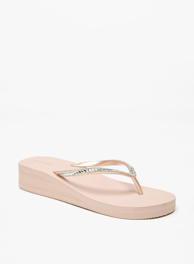 Celeste Womens Embellished Thong Slippers  - Image 2